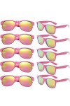 FSMILING lot de 10 lunettes de soleil rose pour Femmes Hommes Adulte Lunettes de Soleil Couleur Fluo lunettes de fête