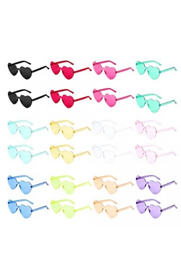 KINBOM 24pcs Lunettes de Soleil en Forme de Coeur, Élégantes Transparentes Lunettes de Soleil Sans Monture pour Adulte Femmes