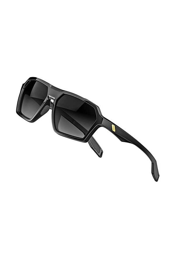 ATTCL Hommes Lunettes de soleil Polarisées Lunettes de sport décontractées avec protection UV TR90 Cadre 2137 C1 Black+grey