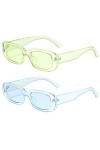 Grainas Lunettes de soleil, style rétro/vintage, rectangulaires, pour homme et femme, étroites, protection UV400, Bleu clair 