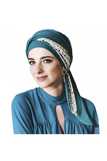 CAREBELL Smooth Pepitas Turban Bonnet oncologique en bambou pour chimiothérapie ou alopécie, turquoise, Taille Unique
