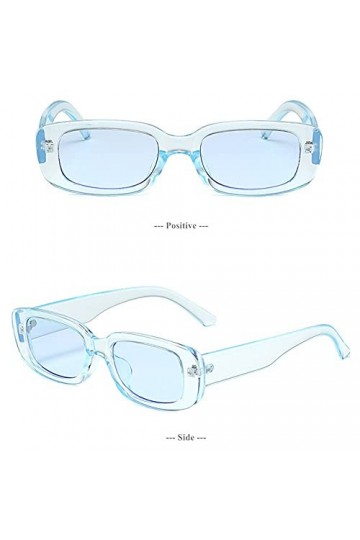 Grainas Lunettes de soleil, style rétro/vintage, rectangulaires, pour homme et femme, étroites, protection UV400, Bleu clair 