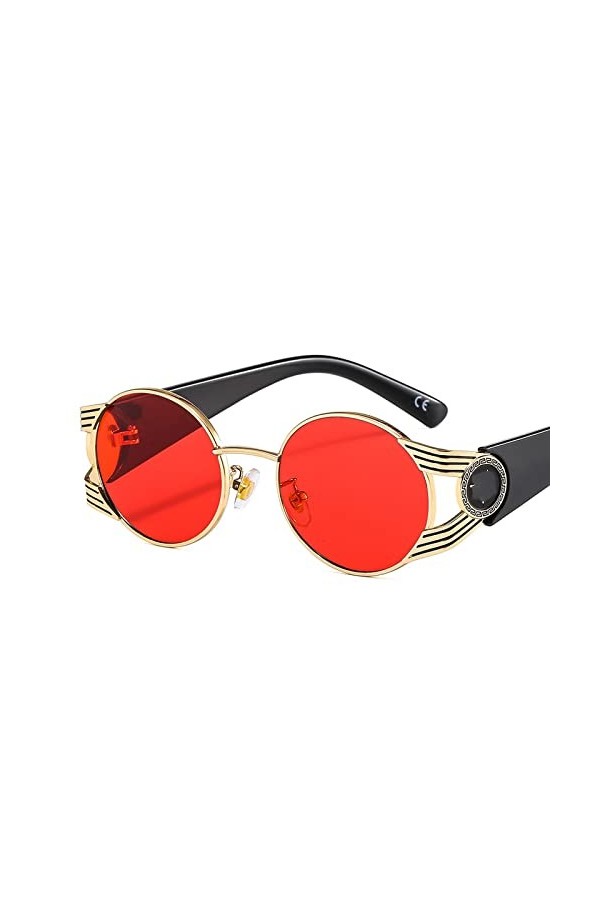 TIYETA Lunettes De Soleil Rondes Steampunk Pour Homme Femme Lunettes De Soleil Rétro En Métal UV400 Coloré Cyclisme Lunettes 