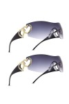 genkigold Lunettes de Soleil Y2K pour Femmes et Hommes: Grandes Lunettes de Soleil Tendance sans Monture avec Cœur, Protectio