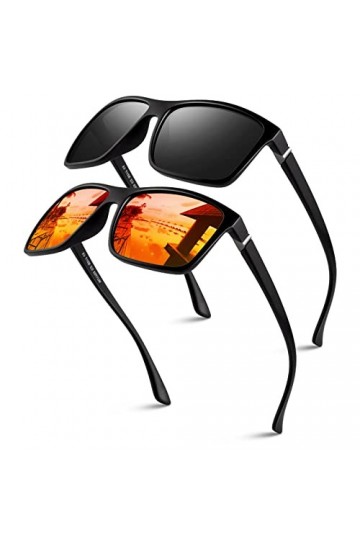 GQUEEN Lunettes de Soleil Homme Femme Rétro Polarisées Classique Rectangulaire Lunette Conduite Pêche,Cadre Noir Mat Verres G