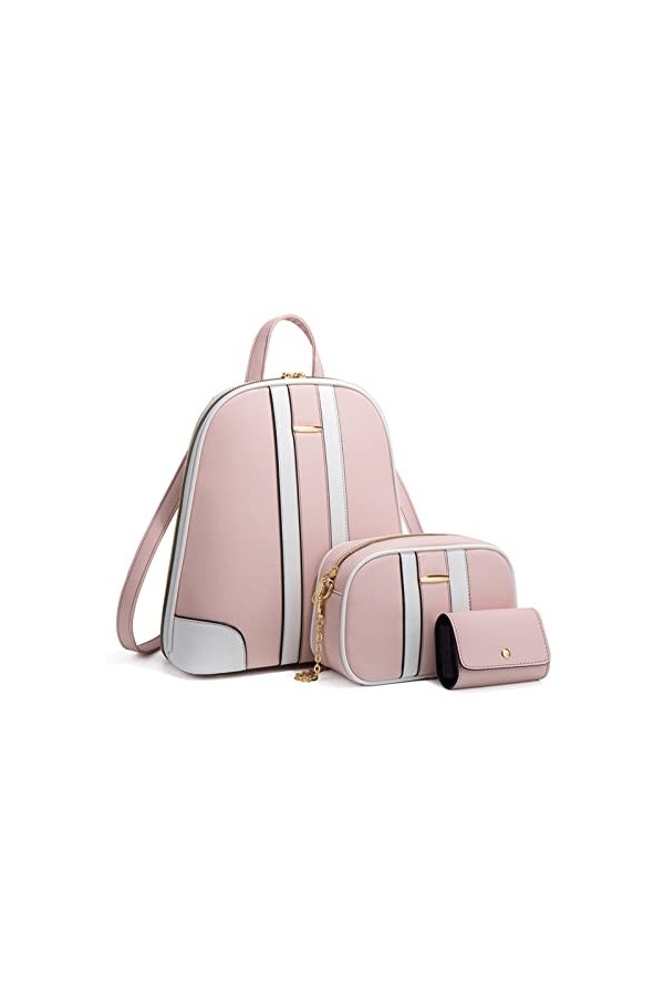 FANDARE Sac a Dos Femme Sac à bandoulière PU Cuir Sac portés Épaule Étanche Cartable 3pcs Set Sac décole pour Voyage Travail