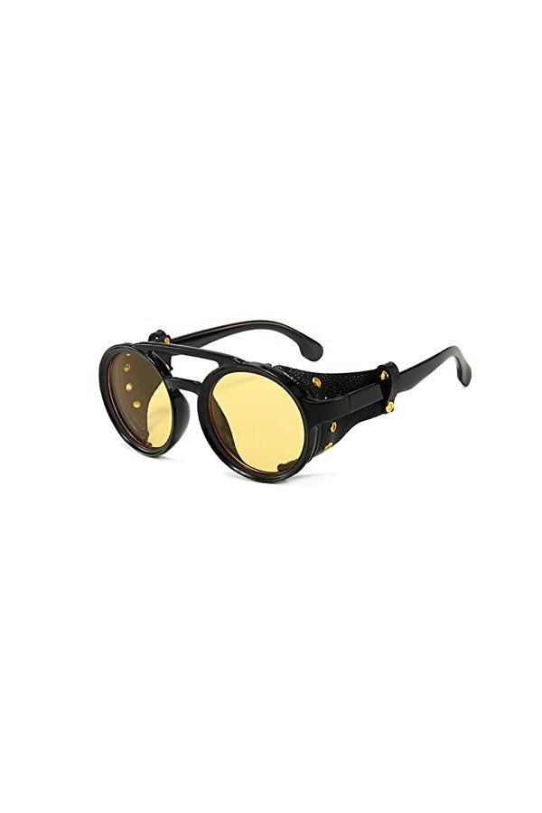 TIYETA Lunettes De Soleil Rondes Punk Pour Hommes Et Femmes Lunettes De Soleil De Sport Avec Protection UV Pour La Conduite E