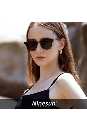 Ninesun miroir lunettes de soleil polarisées semi-sans monture pour hommes et femmes à la mode en plein air pour les lunettes