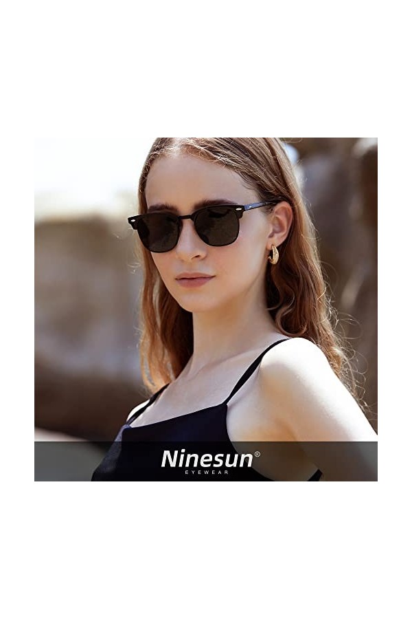 Ninesun miroir lunettes de soleil polarisées semi-sans monture pour hommes et femmes à la mode en plein air pour les lunettes