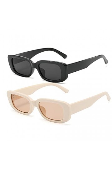 OSAGAMA Lunettes de soleil rectangulaires pour femmes Hommes Vintage Rétro Rectangulaire Lunettes de mode UV400 Protection N