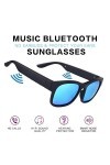housesweet Lunettes de Soleil Audio sans Fil Bluetooth Lunettes de Soleil de Haut-Parleur de Sport Imperméables pour Hommes E