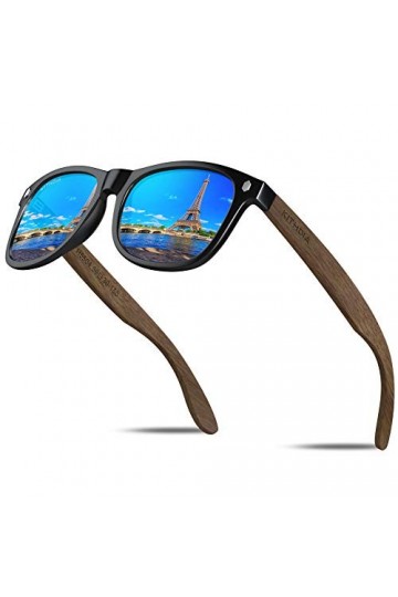 KITHDIA Lunettes de soleil hommes et femmes en bois de noyer zèbre avec verres polarisées S5504