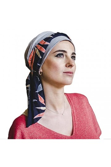 CAREBELL Smooth Exotic Blue Turban Bonnet oncologique en bambou pour chimiothérapie ou alopécie, Gris perle, Taille Unique