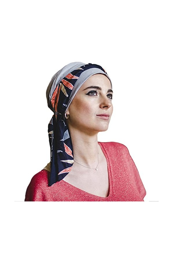 CAREBELL Smooth Exotic Blue Turban Bonnet oncologique en bambou pour chimiothérapie ou alopécie, Gris perle, Taille Unique