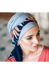 CAREBELL Smooth Exotic Blue Turban Bonnet oncologique en bambou pour chimiothérapie ou alopécie, Gris perle, Taille Unique