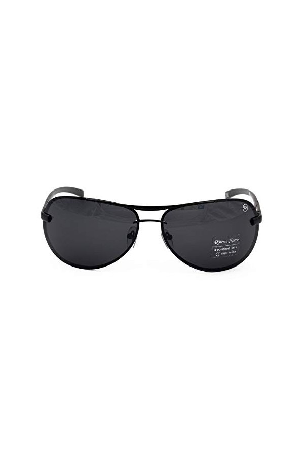 Roberto Marco Lunettes de soleil polarisées pour homme et femme - Verres gris semi-foncés en forme de goutte - Sans éblouisse