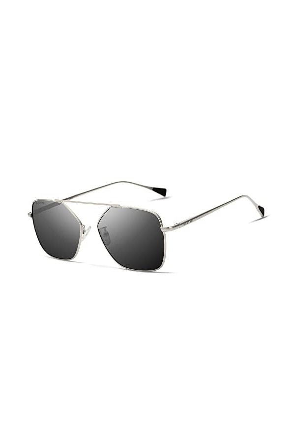 GUZTAG Lunettes de soleil polarisées rétro classiques - Cadre en métal carré - Pour hommes et femmes - Protection UV 400, Cad