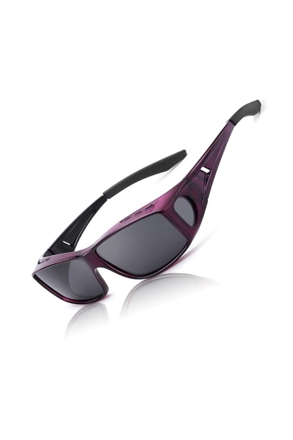 LVIOE Lunettes de soleil polarisées à clipser pour homme et femme avec protection UV 400, M-violet/gris
