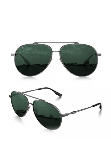 LUENX Lunettes de soleil polarisées pour homme et femme - Protection UV 400 - Style tendance - 60 mm, Vert, 60mm