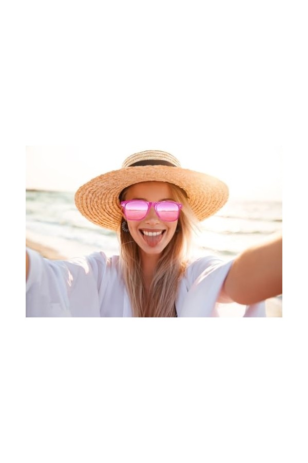 FSMILING lot de 10 lunettes de soleil rose pour Femmes Hommes Adulte Lunettes de Soleil Couleur Fluo lunettes de fête