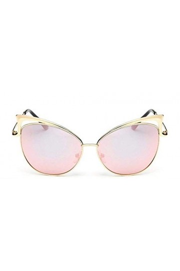 KIRALOVE Lunettes de soleil femme - miroir - rose - vintage - chat avec - monture - métal - couleur or - uv 400 polarisées - 