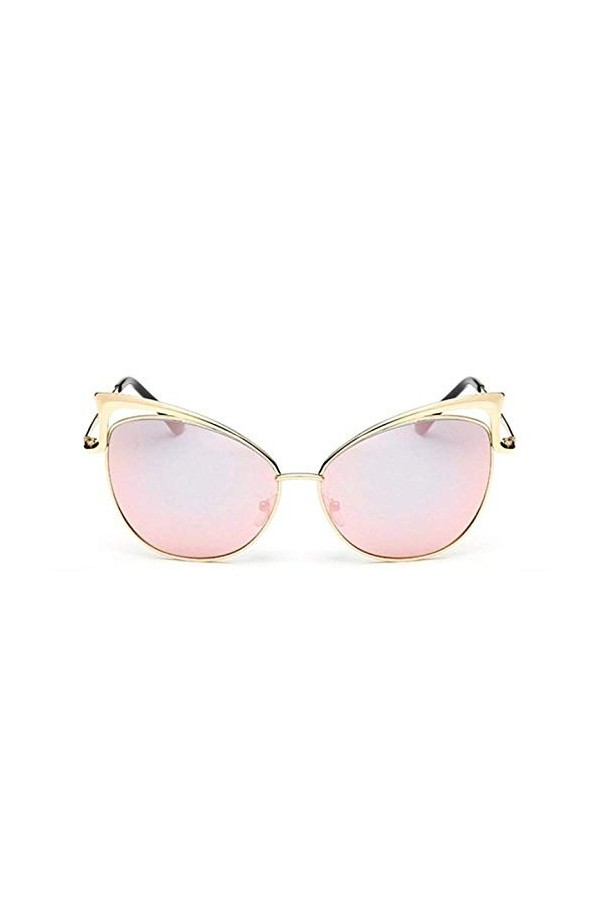 KIRALOVE Lunettes de soleil femme - miroir - rose - vintage - chat avec - monture - métal - couleur or - uv 400 polarisées - 