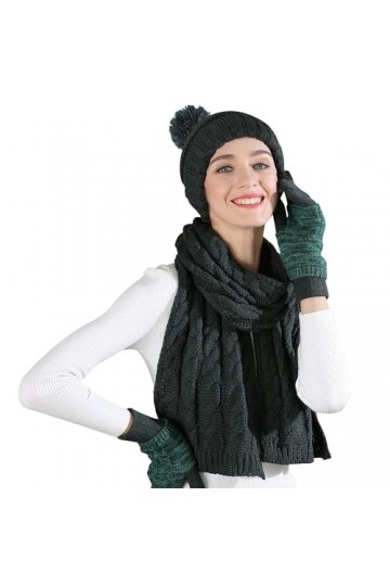 OROOTL Bonnet écharpe gants femme hiver bonnet pompon gant tricoté bonnet neige chapeau chapeau chaud hiver ensemble hiver 3 