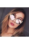 KIRALOVE Lunettes de soleil femme - miroir - rose - vintage - chat avec - monture - métal - couleur or - uv 400 polarisées - 
