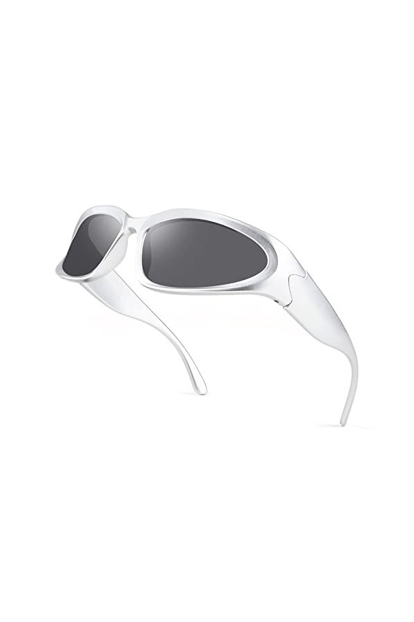 Karsaer Lunettes de soleil pour homme et femme - Protection UV400 - K7805, Gris foncé/argenté.
