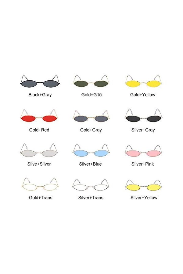 ANICHE Lunettes de Soleil pour Femmes, Ovale Vintage Fashion Lunettes de Soleil Femme Petit Black Frame Shades Lunettes de So