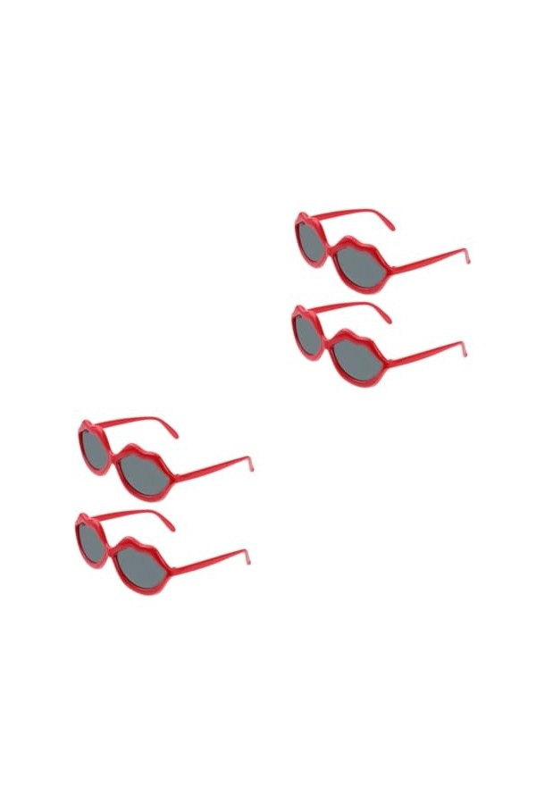 ABOOFAN 4 Pcs Lunettes De Soleil Rouges Pour Femmes Lunettes De Soleil Ombre De Fête Lunettes De Soleil En Forme De Lèvres Lu