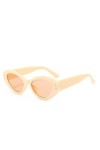 HPIRME Lunettes de Soleil Ovales Femmes Rétro Nuances Lunettes Lunettes de Soleil Oeil de Chat, Beige Champagne, Taille Uniqu