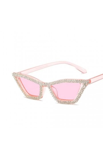 PETOLY Lunettes De Soleil Femme Sunglasses Lunettes Fête Lunettes De Soleil Triangulaires À Sertissage De Diamants, Lunettes 