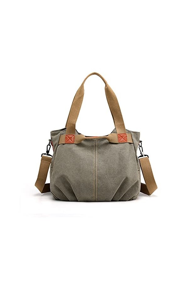 FANDARE Toile Sacoche Sac a Main Femme Sacs Cabas Portés Epaule Rétro Sac Dépaule pour Achats Fête École Voyage Travail Cros