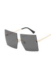 XKUN Lunettes de Soleil Femme Lunettes De Soleil Vintage Square Femmes Sunglasses Surdimensionnées sans Chasse-Gold Gray
