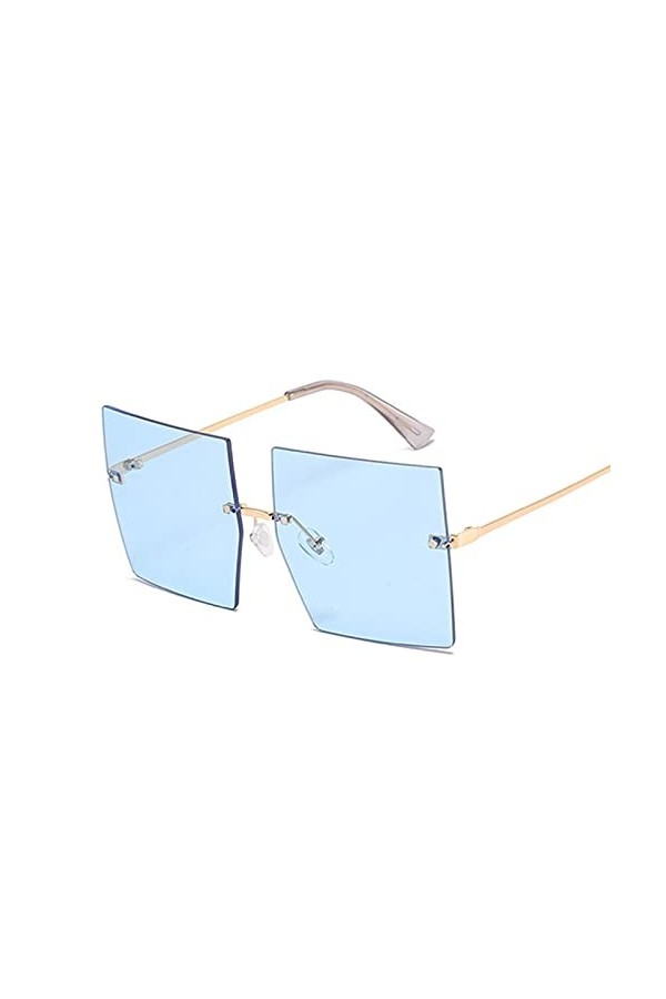 XKUN Lunettes de Soleil Femme Lunettes De Soleil Vintage Square Femmes Sunglasses Surdimensionnées sans Chasse-Gold Gray