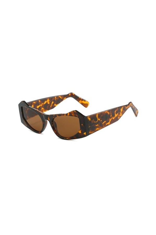 HPIRME Lunettes de soleil œil de chat pour femmes, petite monture irrégulière, lunettes de soleil punk, lunettes de plage dé