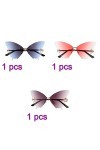 SOIMISS 3 Pièces Lunettes De Soleil Papillon Lunettes Sans Monture Ondulées Lunettes Disco Femme Lunettes De Soleil Tendance 