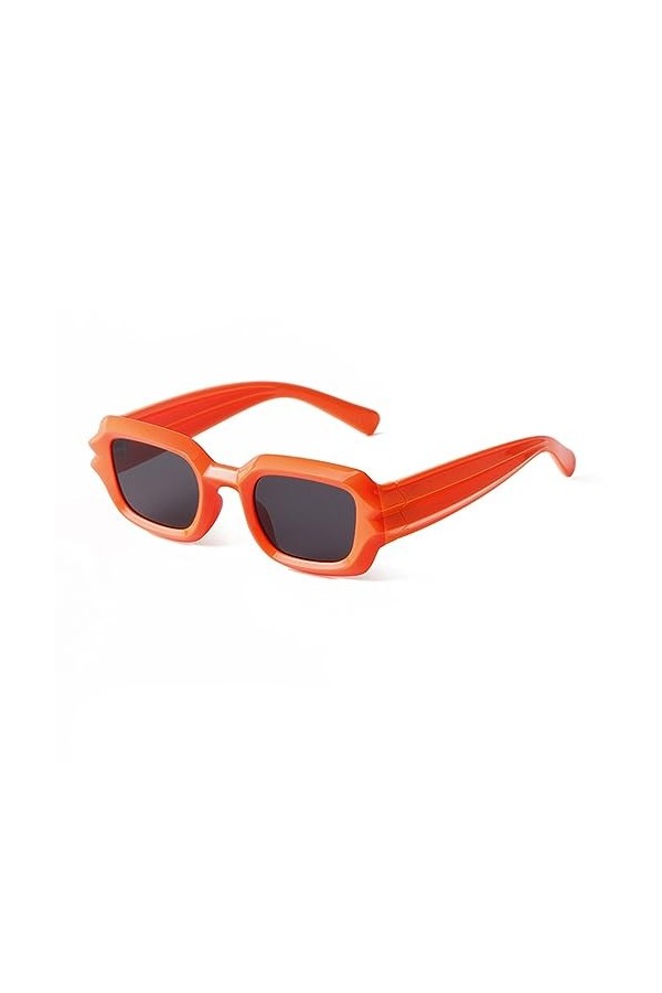Vintage Orange Cadre épais Rectangle Lunettes de soleil Femmes Hommes Trendy Hiphop Square Lunettes de soleil, c4, taille uni