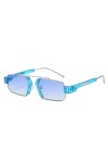 Lunettes de Soleil Carrées pour Hommes Lunettes de Soleil Vintage Femmes Lunettes Rétro Nuances sans Monture, Argent Bleu, Ta