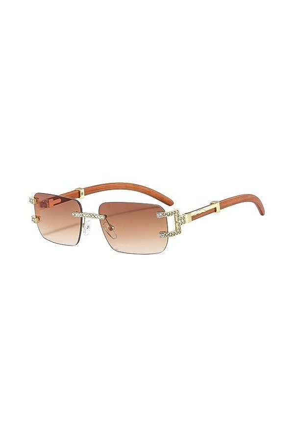 MUTYNE Diamant coupe lunettes de soleil rétro sans cadre luxe dégradé lunettes mode carré hommes femmes lunettes de soleil, C