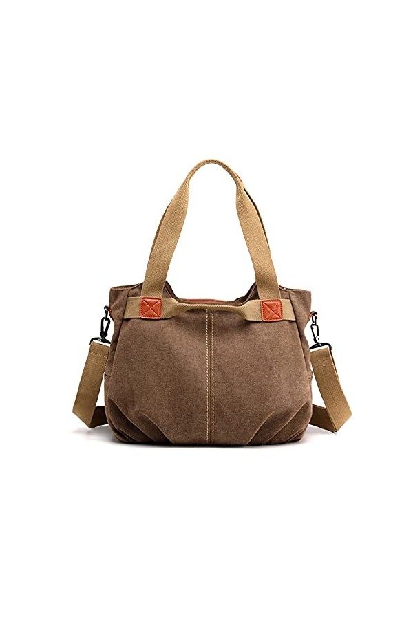 FANDARE Toile Sacoche Sac a Main Femme Sacs Cabas Portés Epaule Rétro Sac Dépaule pour Achats Fête École Voyage Travail Cros