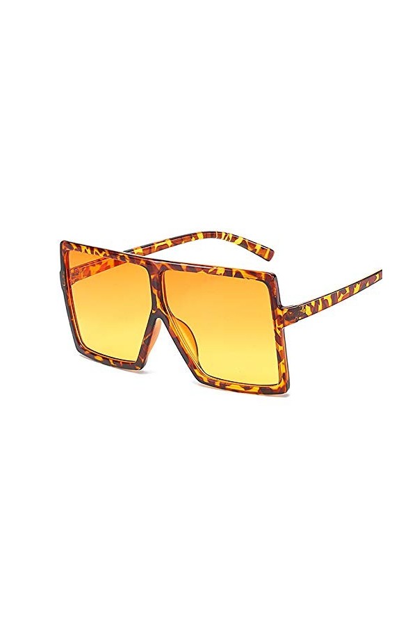 Lunettes de soleil surdimensionnées pour femme Noir Mode carrée Grand cadre Lunettes de soleil Femme Vintage Rétro Lunettes U