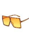 Lunettes de soleil surdimensionnées pour femme Noir Mode carrée Grand cadre Lunettes de soleil Femme Vintage Rétro Lunettes U