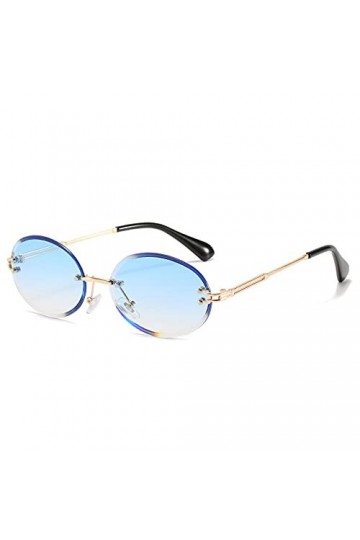 Generic Vintage Ovale sans Monture Dégradé Femmes Lunettes De Soleil Petit Rond Mode Lunettes Femme Lunettes De Soleil Nuance