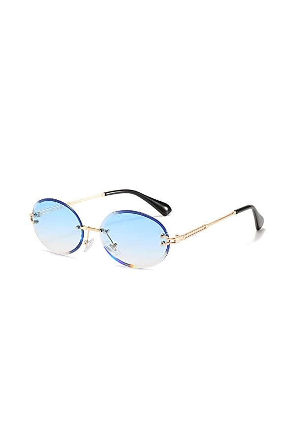 Generic Vintage Ovale sans Monture Dégradé Femmes Lunettes De Soleil Petit Rond Mode Lunettes Femme Lunettes De Soleil Nuance