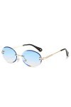 Generic Vintage Ovale sans Monture Dégradé Femmes Lunettes De Soleil Petit Rond Mode Lunettes Femme Lunettes De Soleil Nuance