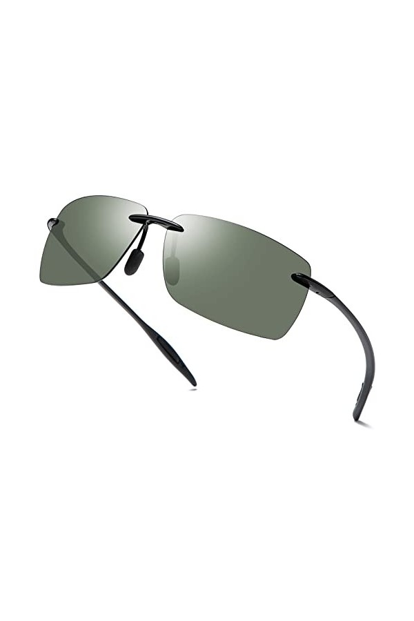 Devirld Mztrix Bex Lunettes de soleil polarisées sans cadre pour homme Lunettes de soleil de sécurité pour femme UV400 Anti-é