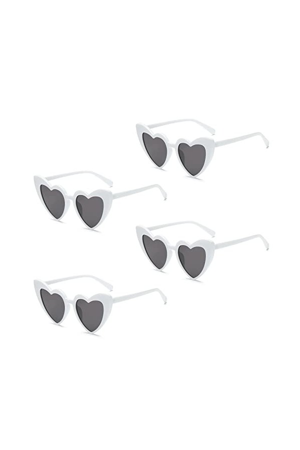 YAMEIZE Lot de 3 paires de lunettes de soleil vintage en forme de cœur - Pour femmes, hommes, enfants - Protection UV400 - Po