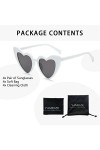 YAMEIZE Lot de 3 paires de lunettes de soleil vintage en forme de cœur - Pour femmes, hommes, enfants - Protection UV400 - Po